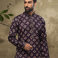 Dhoti Kurta Handloom Cotton Purple Digital Print Mens