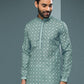 Kurta Pyjama Handloom Cotton Green Digital Print Mens