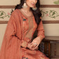 Salwar Suit Jacquard Silk Peach Digital Print Salwar Kameez