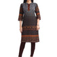 Designer Kurti Blended Cotton Brown Digital Print Kurtis