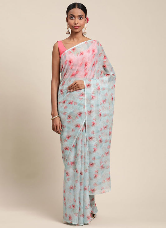 Trendy Saree Chiffon Multi Colour Digital Print Saree