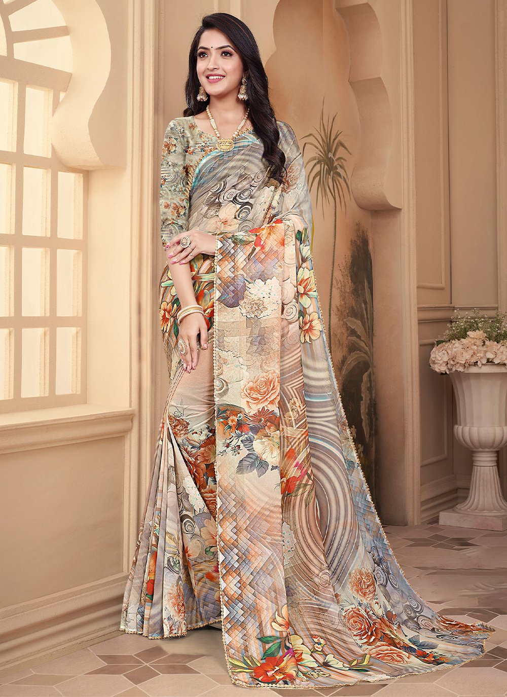 Contemporary Weight Less Multi Colour Digital Print Saree