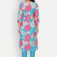 Salwar Suit Muslin Aqua Blue Digital Print Salwar Kameez