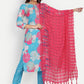 Salwar Suit Muslin Aqua Blue Digital Print Salwar Kameez