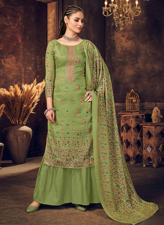 Salwar Suit Cotton Muslin Sea Green Digital Print Salwar Kameez