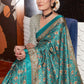 Classic Pashnima Silk Turquoise Digital Print Saree
