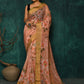 Designer Fancy Fabric Peach Digital Print Saree