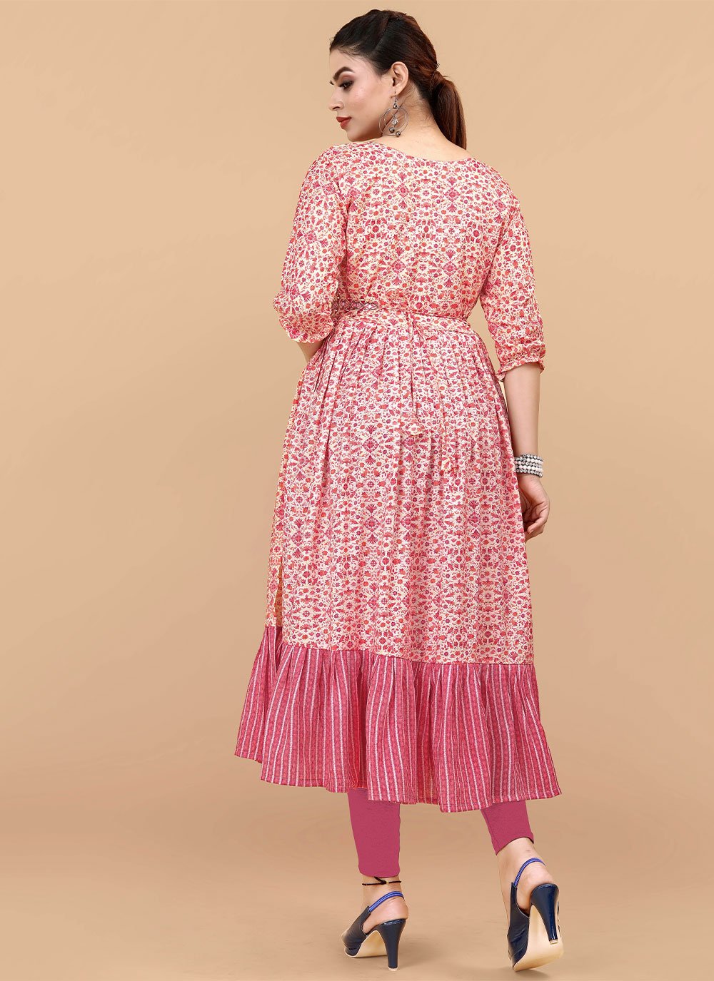 Designer Kurti Rayon Pink Digital Print Kurtis