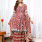 Palazzo Salwar Suit Cotton Red Digital Print Salwar Kameez