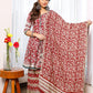 Palazzo Salwar Suit Cotton Red Digital Print Salwar Kameez