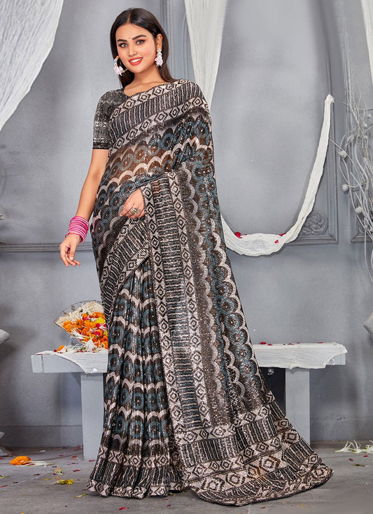 Classic Net Multi Colour Digital Print Saree