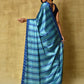 Classic Satin Blue Digital Print Saree