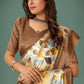 Trendy Saree Satin Brown Digital Print Saree