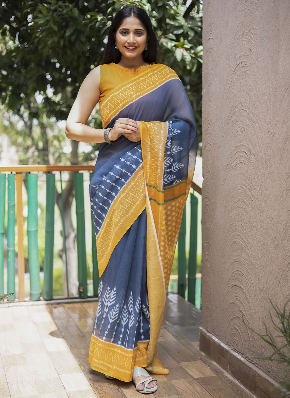 Trendy Saree Cotton Blue Digital Print Saree