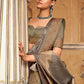Trendy Saree Silk Brown Digital Print Saree