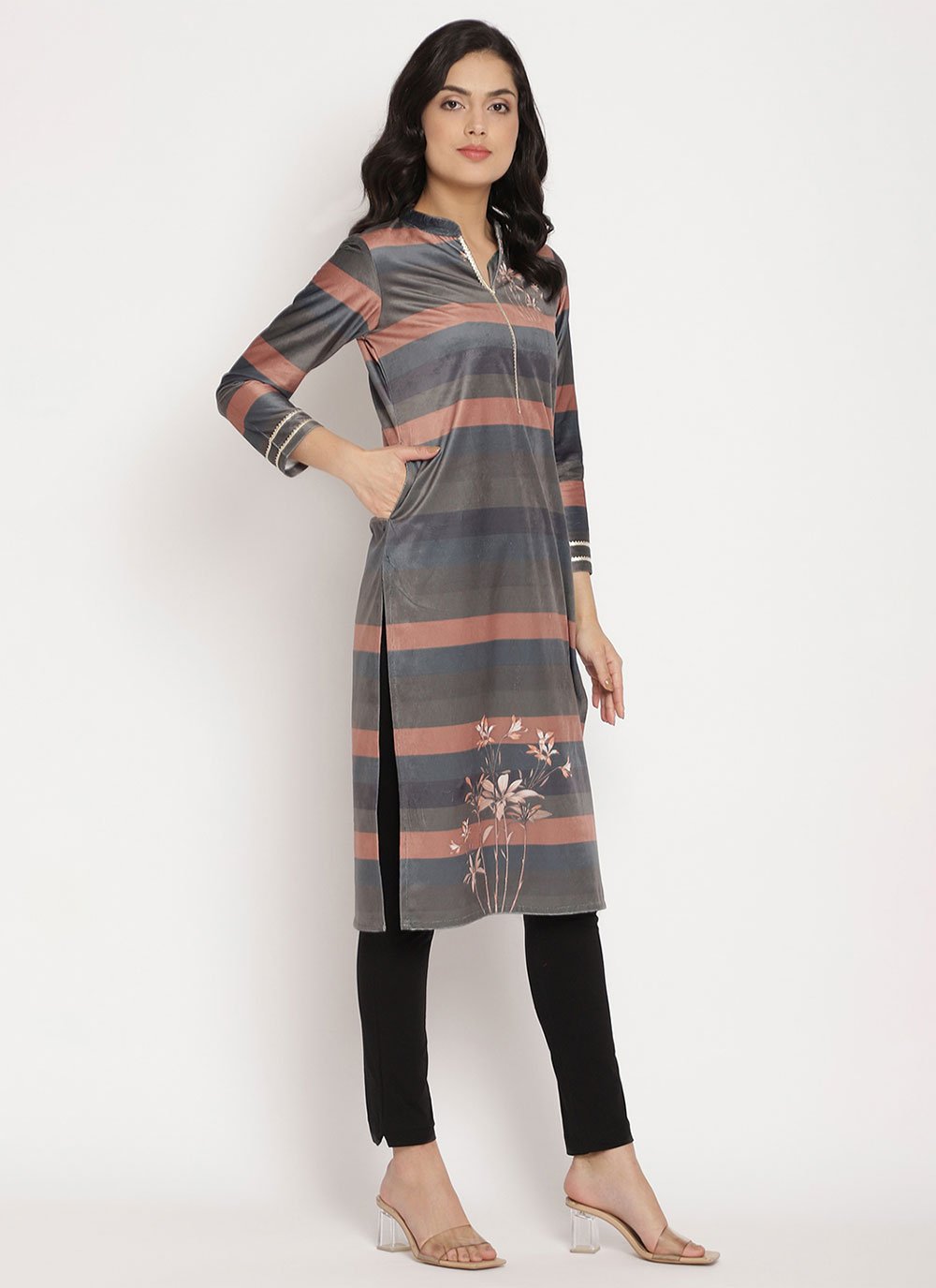 Casual Kurti Velvet Multi Colour Digital Print Kurtis