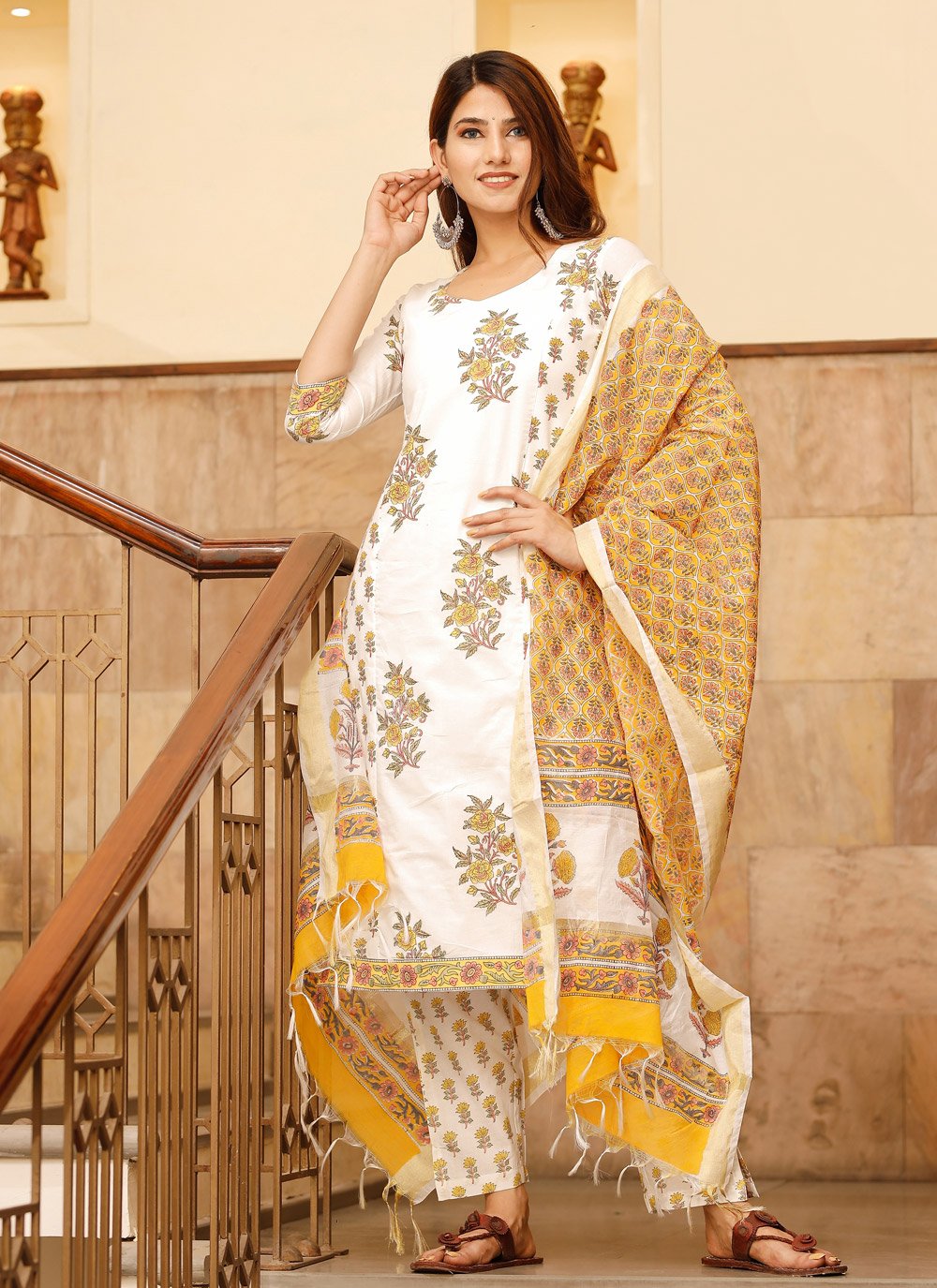 Pant Style Suit Rayon White Digital Print Salwar Kameez