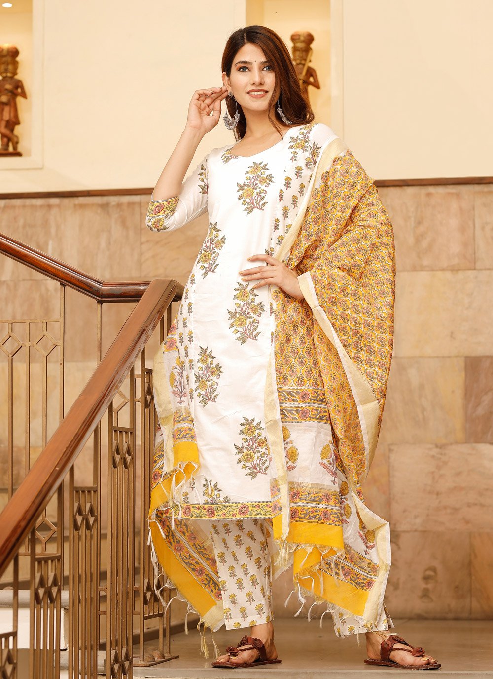 Pant Style Suit Rayon White Digital Print Salwar Kameez