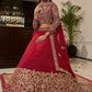 A Line Lehenga Georgette Red Dori Work Lehenga Choli