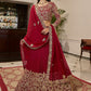 A Line Lehenga Georgette Red Dori Work Lehenga Choli