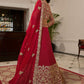 A Line Lehenga Georgette Red Dori Work Lehenga Choli