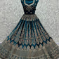 A Line Lehenga Velvet Teal Diamond Lehenga Choli