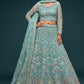 Lehenga Choli Net Aqua Blue Dori Work Lehenga Choli