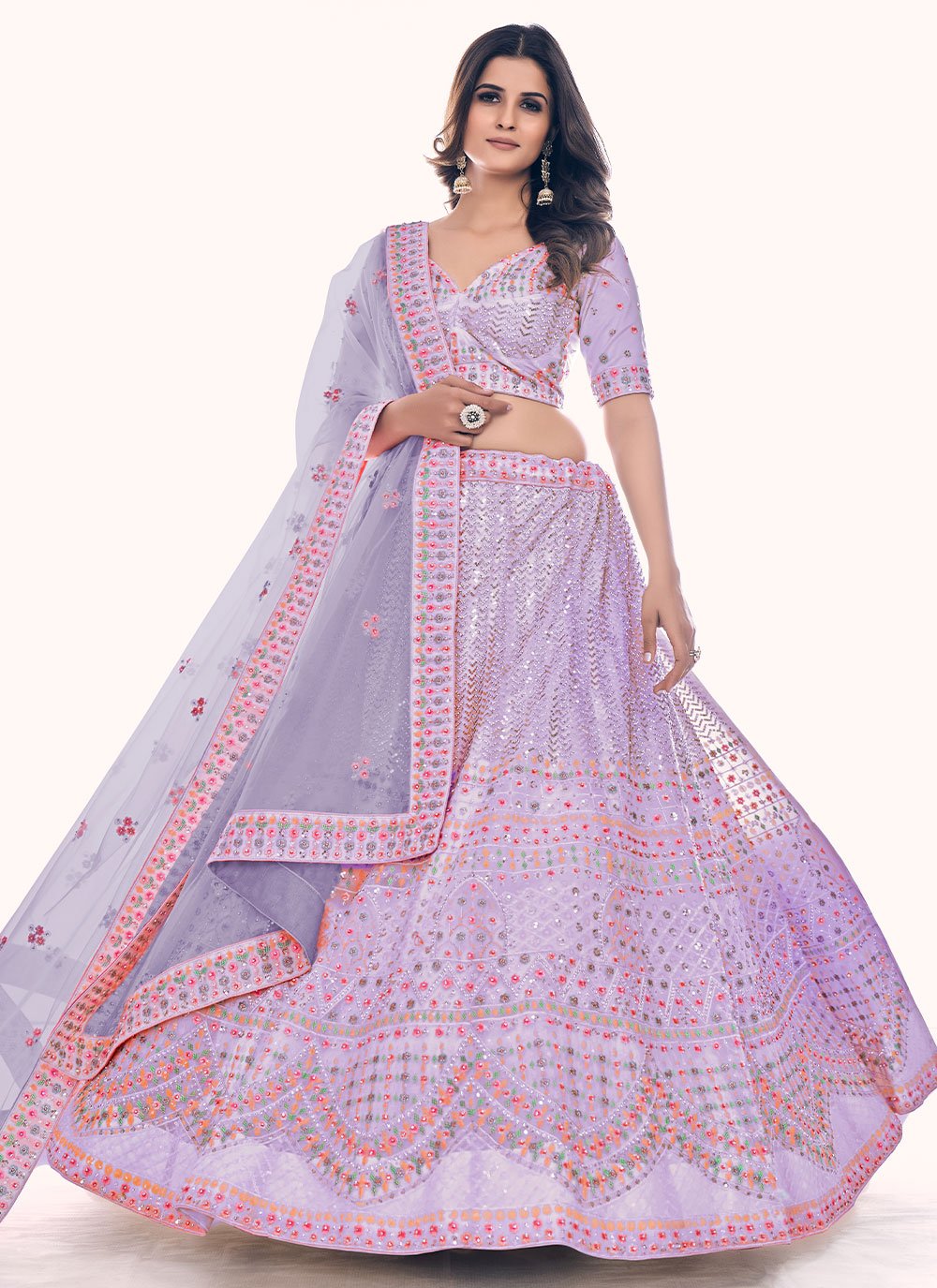 Lehenga Choli Net Purple Dori Work Lehenga Choli