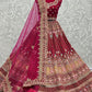 A Line Lehenga Velvet Rani Dori Work Lehenga Choli