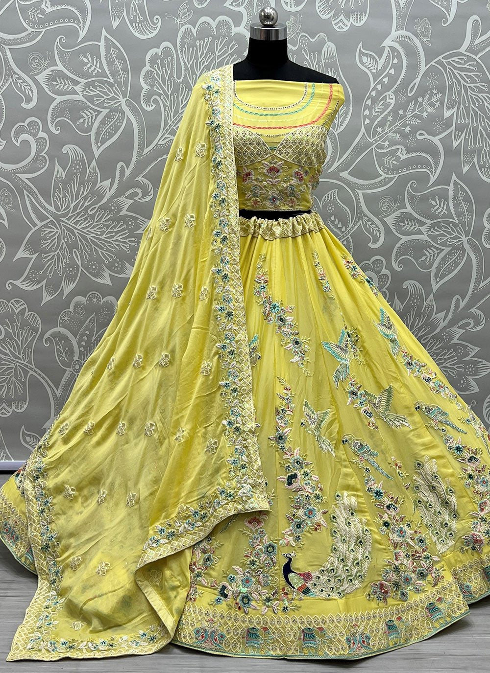 A Line Lehenga Cotton Silk Yellow Dori Work Lehenga Choli