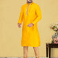 Kurta Pyjama Dupion Silk Yellow Fancy Work Mens