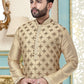 Kurta Pyjama Dupion Silk Cream Embroidered Mens