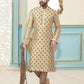 Kurta Pyjama Dupion Silk Cream Embroidered Mens