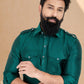 Kurta Pyjama Dupion Silk Green Plain Mens