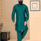 Kurta Pyjama Dupion Silk Green Plain Mens