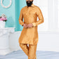Kurta Pyjama Dupion Silk Beige Plain Mens