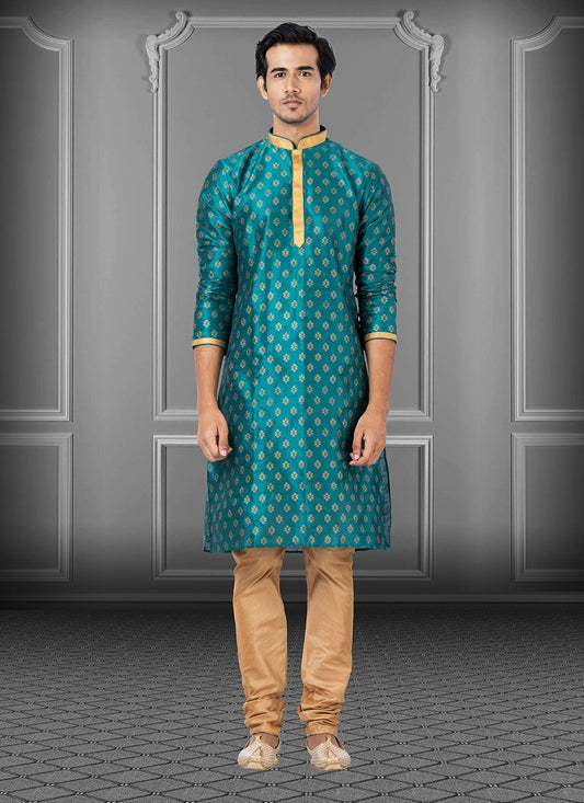 Kurta Pyjama Dupion Silk Rama Print Mens