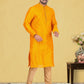Kurta Pyjama Dupion Silk Yellow Fancy Work Mens
