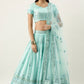 A Line Lehenga Poly Silk Turquoise Embroidered Lehenga Choli