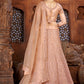 A Line Lehenga Art Silk Net Peach Embroidered Lehenga Choli