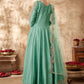 Anarkali Suit Art Silk Sea Green Embroidered Salwar Kameez