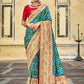 Contemporary Silk Aqua Blue Green Embroidered Saree