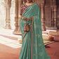 Classic Viscose Aqua Blue Embroidered Saree