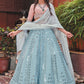 Lehenga Choli Georgette Aqua Blue Embroidered Lehenga Choli