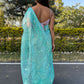Classic Organza Aqua Blue Embroidered Saree