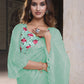 Traditional Saree Net Aqua Blue Embroidered Saree