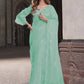 Traditional Saree Net Aqua Blue Embroidered Saree
