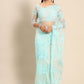 Trendy Saree Net Aqua Blue Embroidered Saree