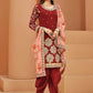 Salwar Suit Art Silk Red Embroidered Salwar Kameez