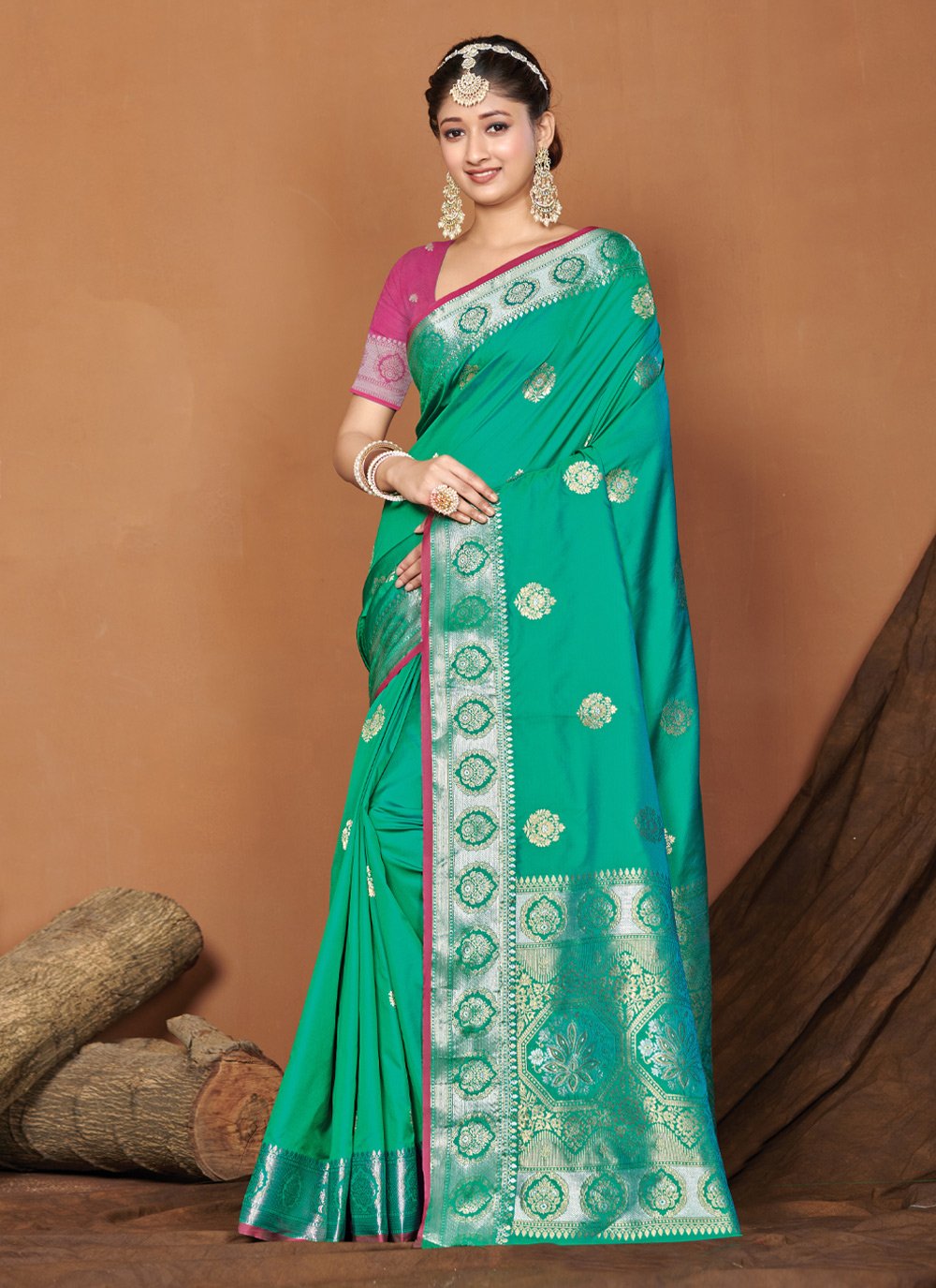 Traditional Saree Banarasi Silk Green Embroidered Saree